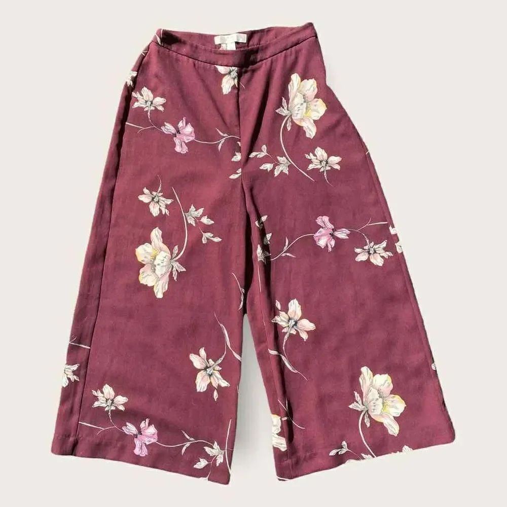 Lauren Conrad Red Floral Wide Leg Pants